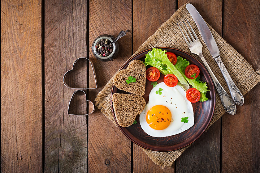Breakfast on Valentine's Day - fried eggs
