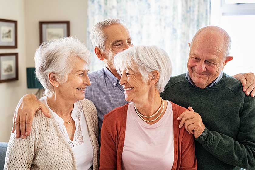 Happy group of senior people having fun together