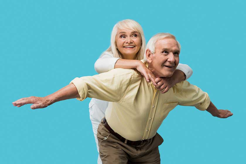 Happy retired man with outstretched hands Happy retired man with outstretched hands