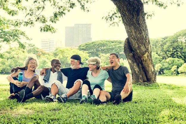 Sportive Senior Friends at park Sportive Senior Friends at park