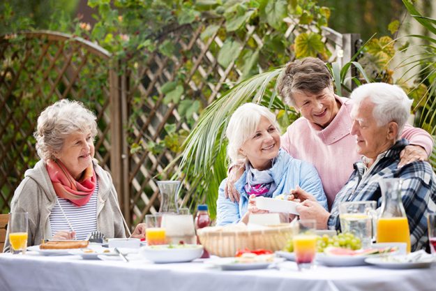 Older people at the meeting with friends