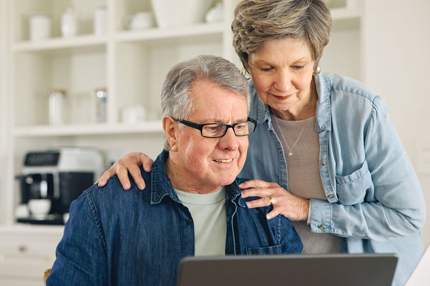 Budget, laptop or senior couple planning for financial spreadsheet Budget, laptop or senior couple planning for financial spreadsheet
