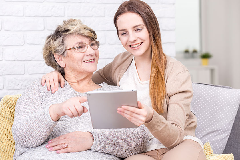 Getting her acquainted with modern technology Getting her acquainted with modern technology