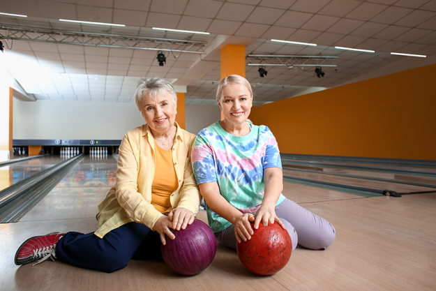 Portrait of senior women in bowling club